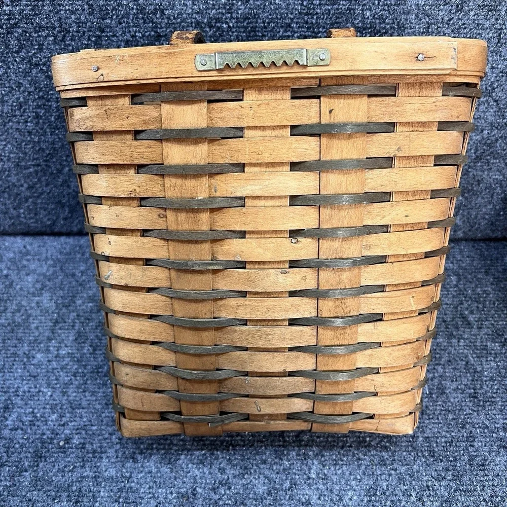 Lot Of 2- '92 Longaberger Handwoven Hanging Leather Strap/ SmallVegetable Basket